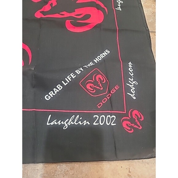 Vintage Dodge Ram Black Bandana Scarf Grab Life By The Horns 2002 Laughlin Promo - Picture 2 of 5